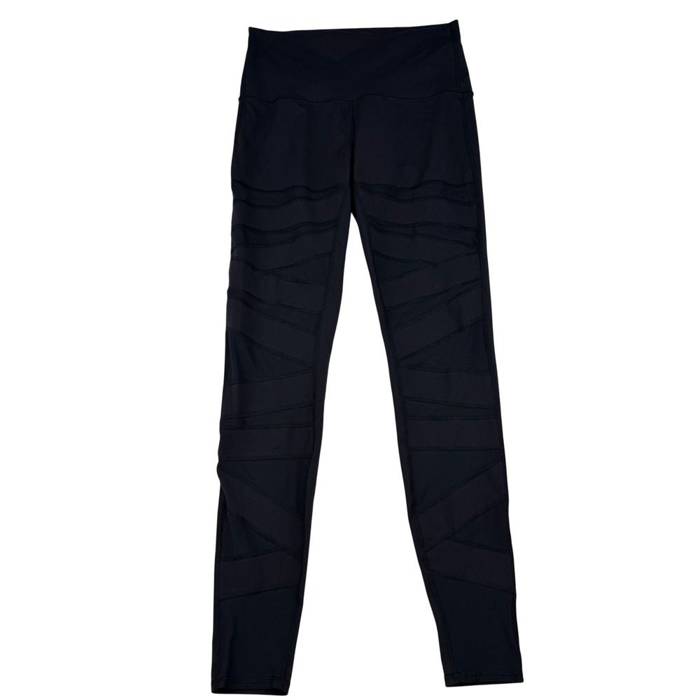Lululemon High Times Pant Mesh Leggings Women 10 Black High Rise Yoga Tights